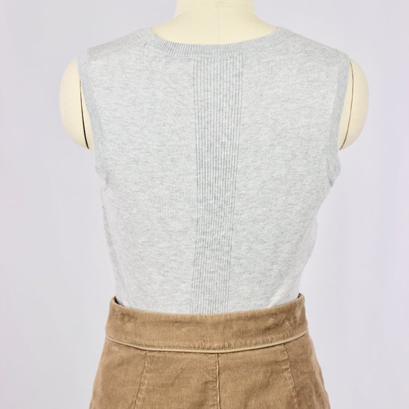 BARNEY'S NEW YORK Light Grey Silk Cotton Blend Knit Cardigan Tank Set - Picture 9 of 12